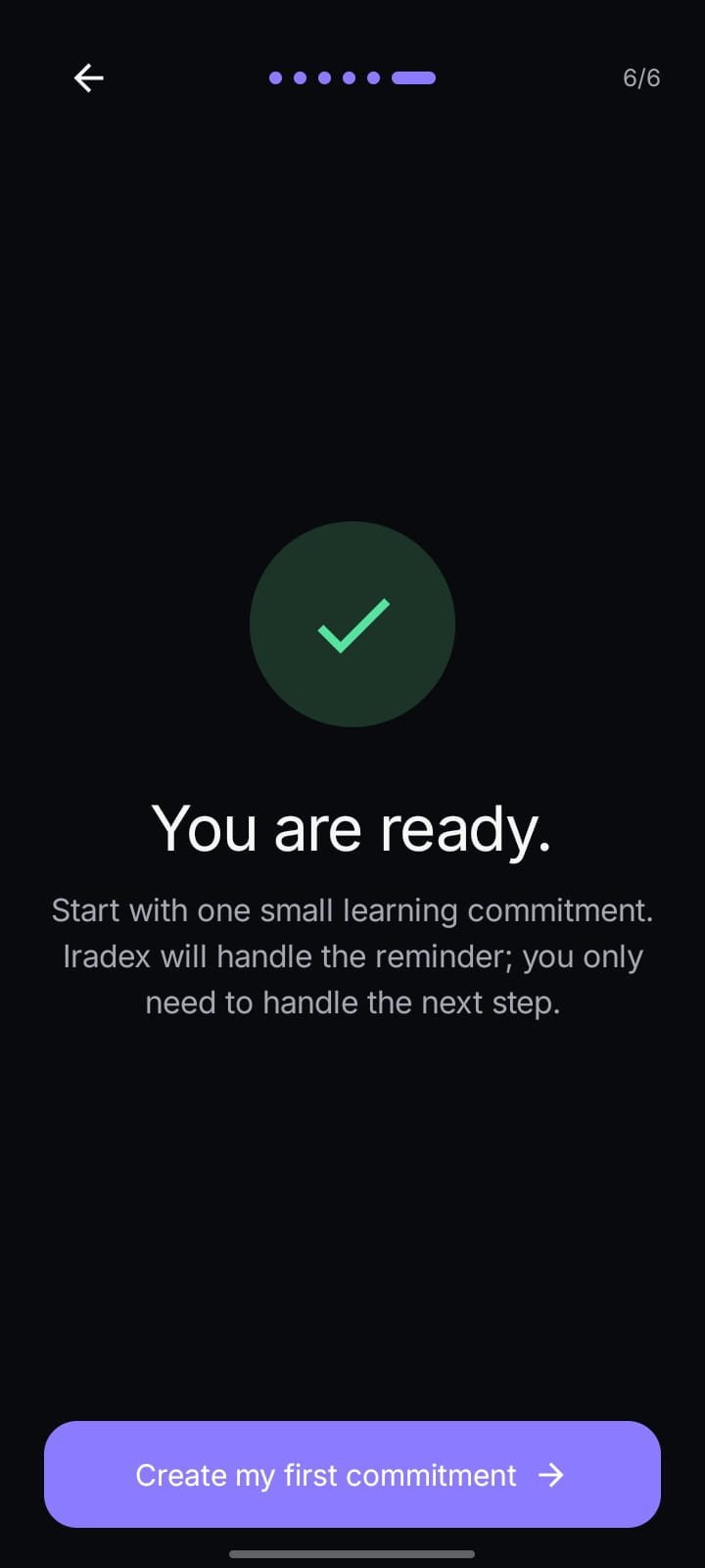Iradex onboarding screen